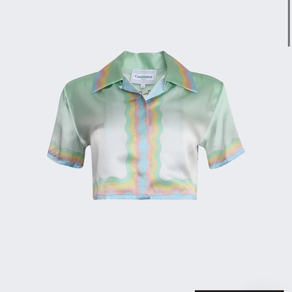 CASABLANCA CUBAN COLLAR SILK SHORT SLEEVE SHIRT ARTS CLUB